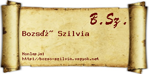 Bozsó Szilvia névjegykártya
